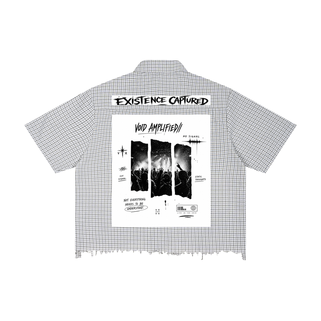 Unisex Distressed Plaid Boxy Shirt