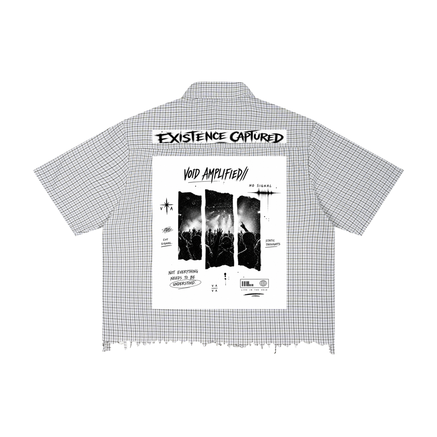 Unisex Distressed Plaid Boxy Shirt