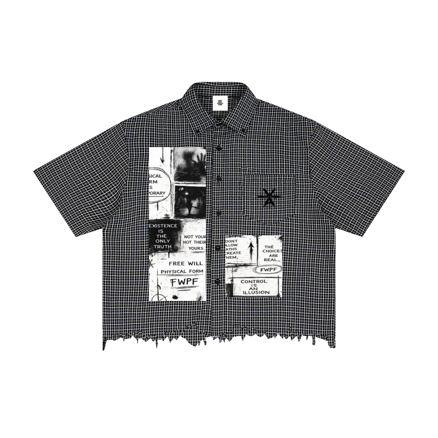 Unisex Distressed Plaid Boxy Shirt