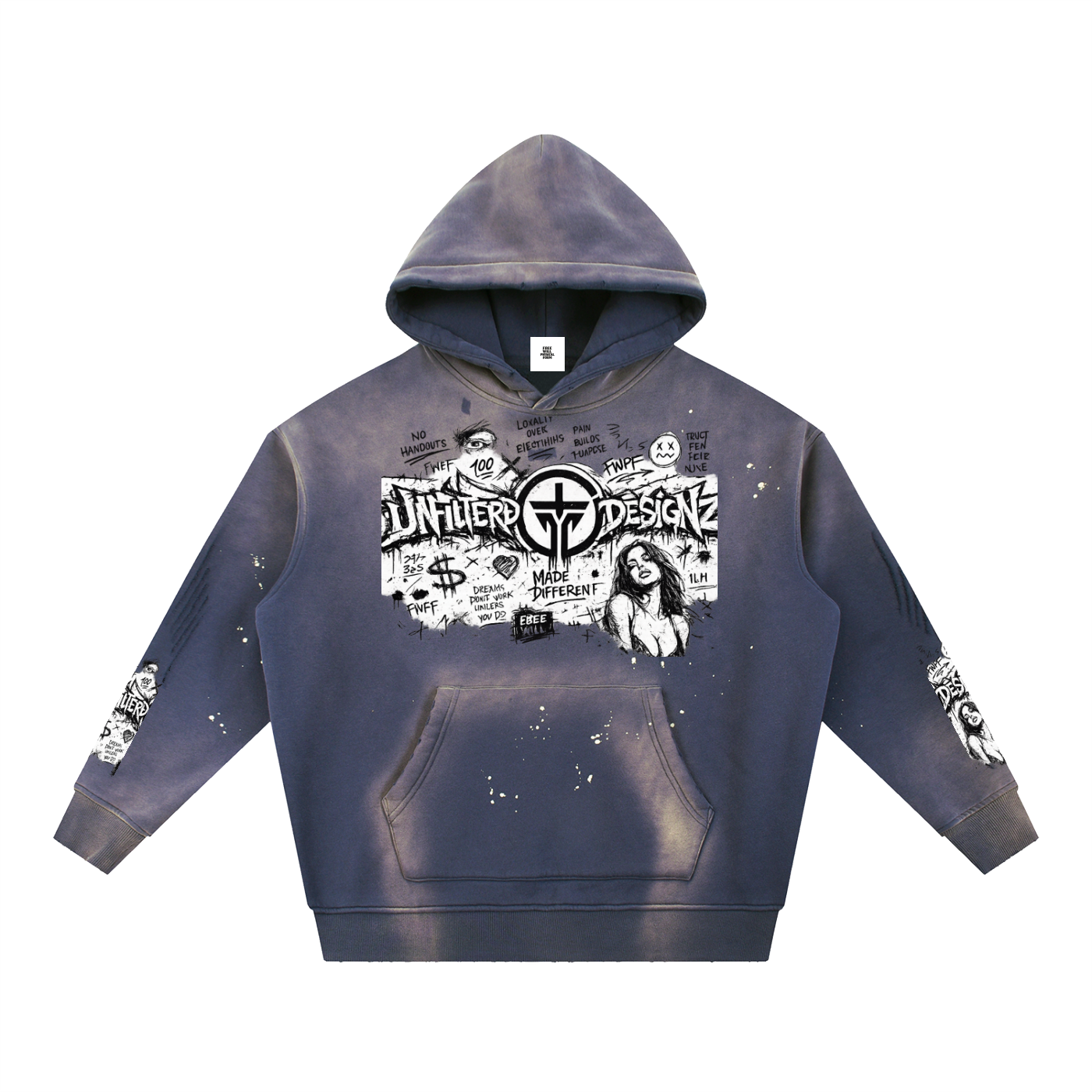 Unfilterd FWPF Vintage Washed Frayed Fleece Hoodie