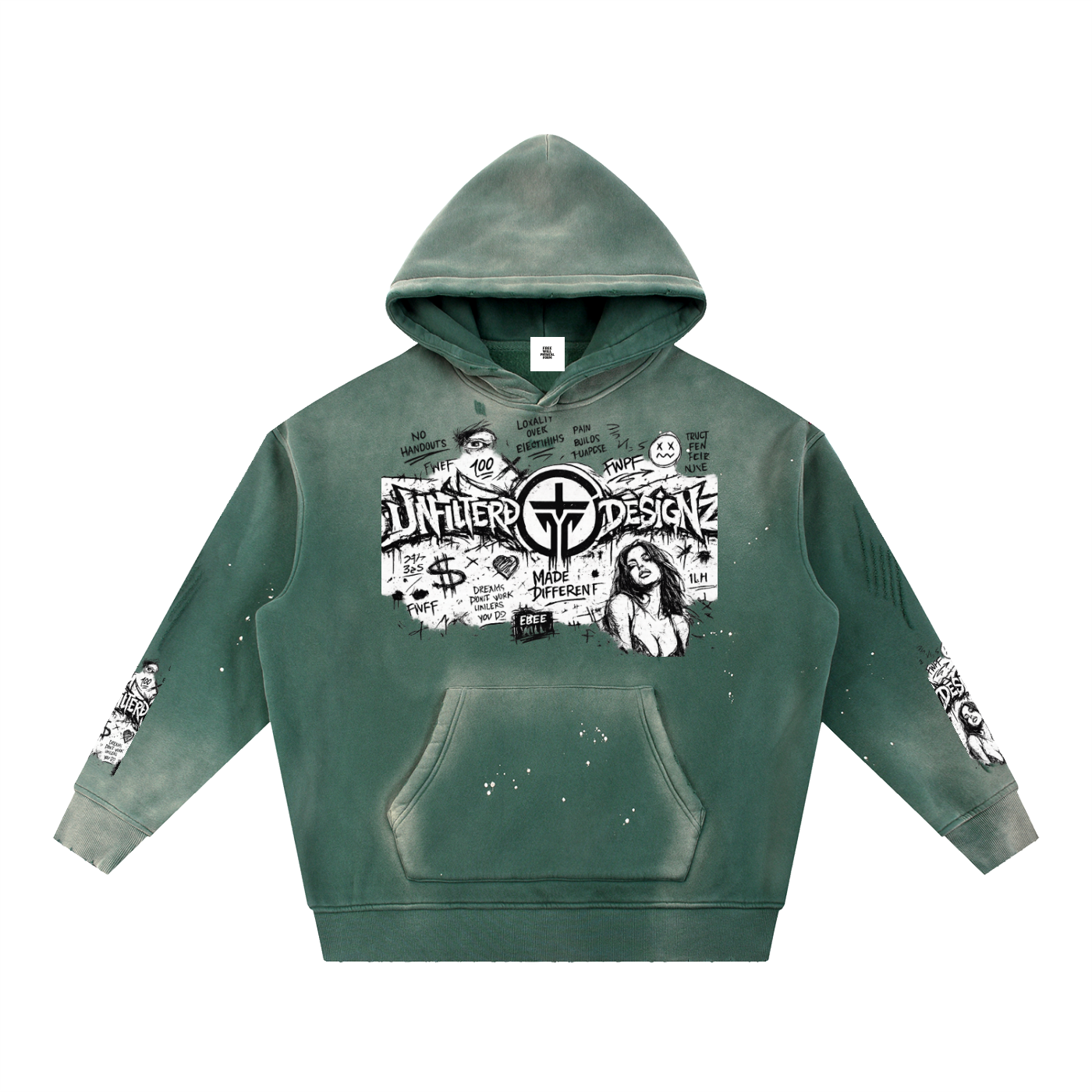 Unfilterd FWPF Vintage Washed Frayed Fleece Hoodie