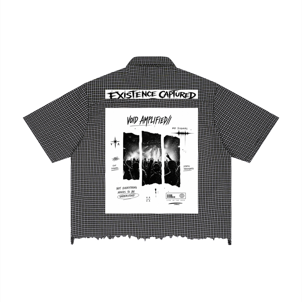 Unisex Distressed Plaid Boxy Shirt