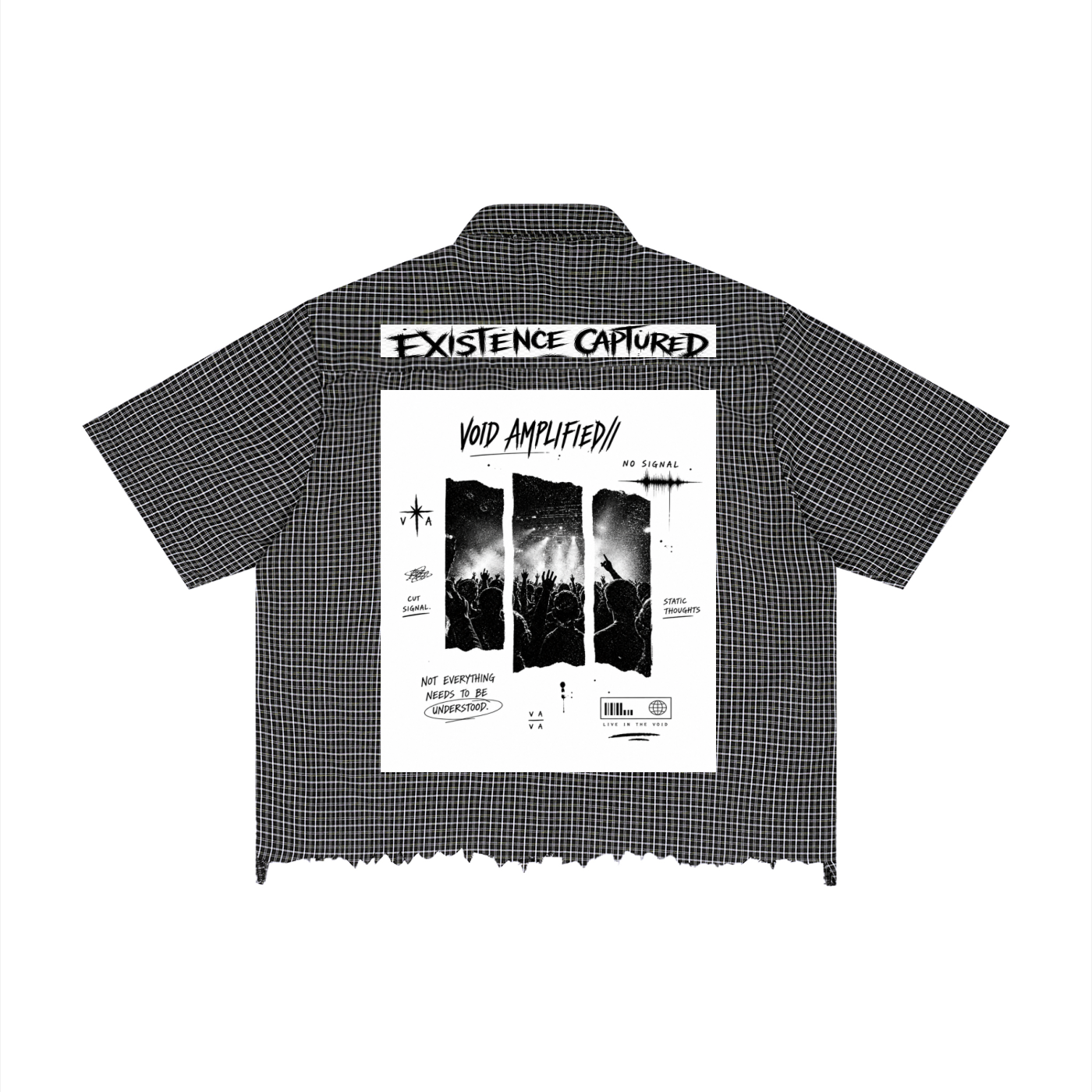 Unisex Distressed Plaid Boxy Shirt