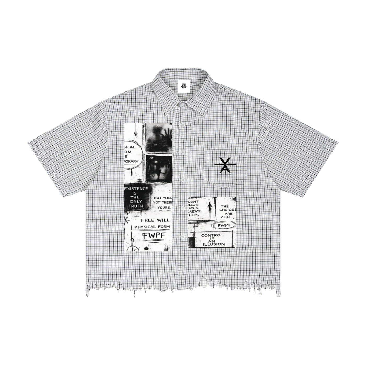 Unisex Distressed Plaid Boxy Shirt