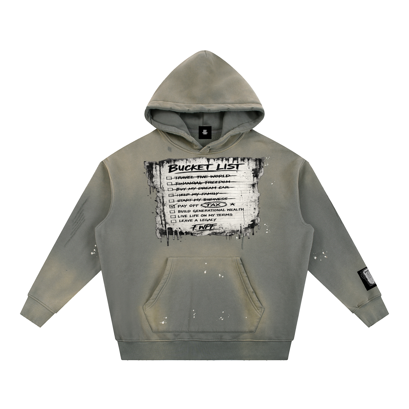 FWPF Vintage Washed Frayed Fleece Hoodie