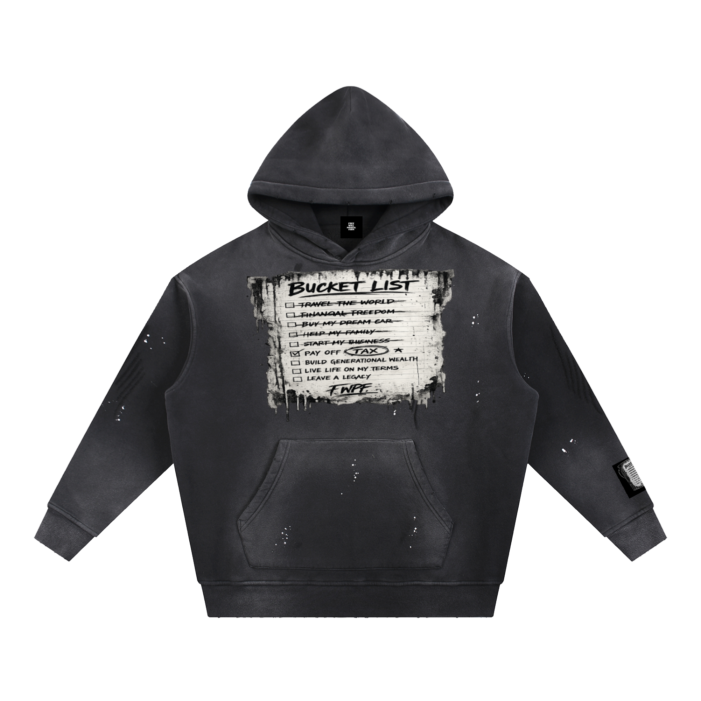 FWPF Vintage Washed Frayed Fleece Hoodie